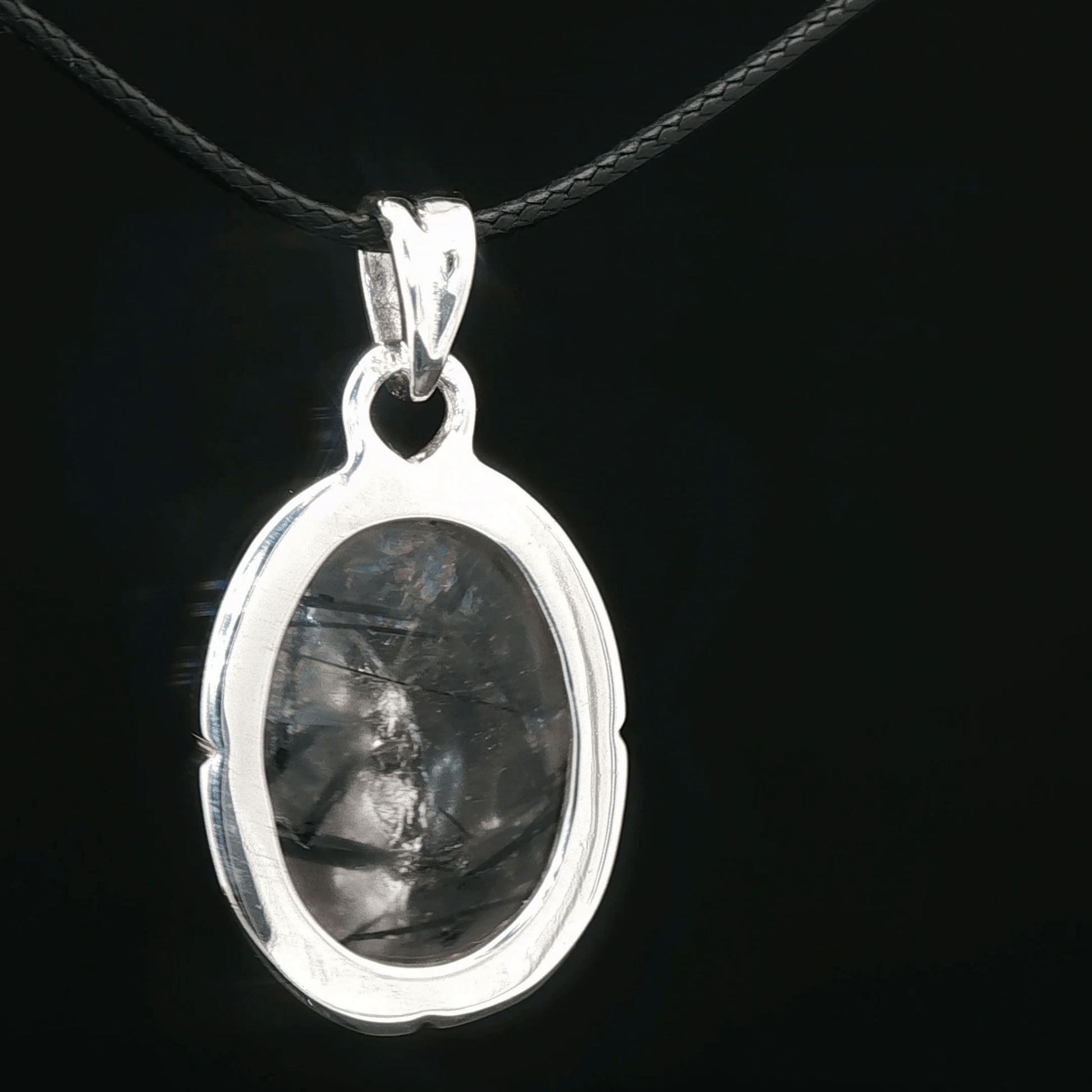 Sterling Silver Gemstone Pendant With Tourmilated Quartz - Le Dragon Argenté - Live Sale - 