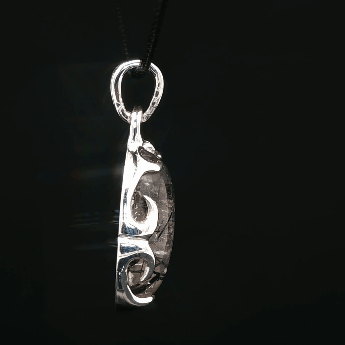 Sterling Silver Gemstone Pendant With Tourmilated Quartz - Le Dragon Argenté - Live Sale - 