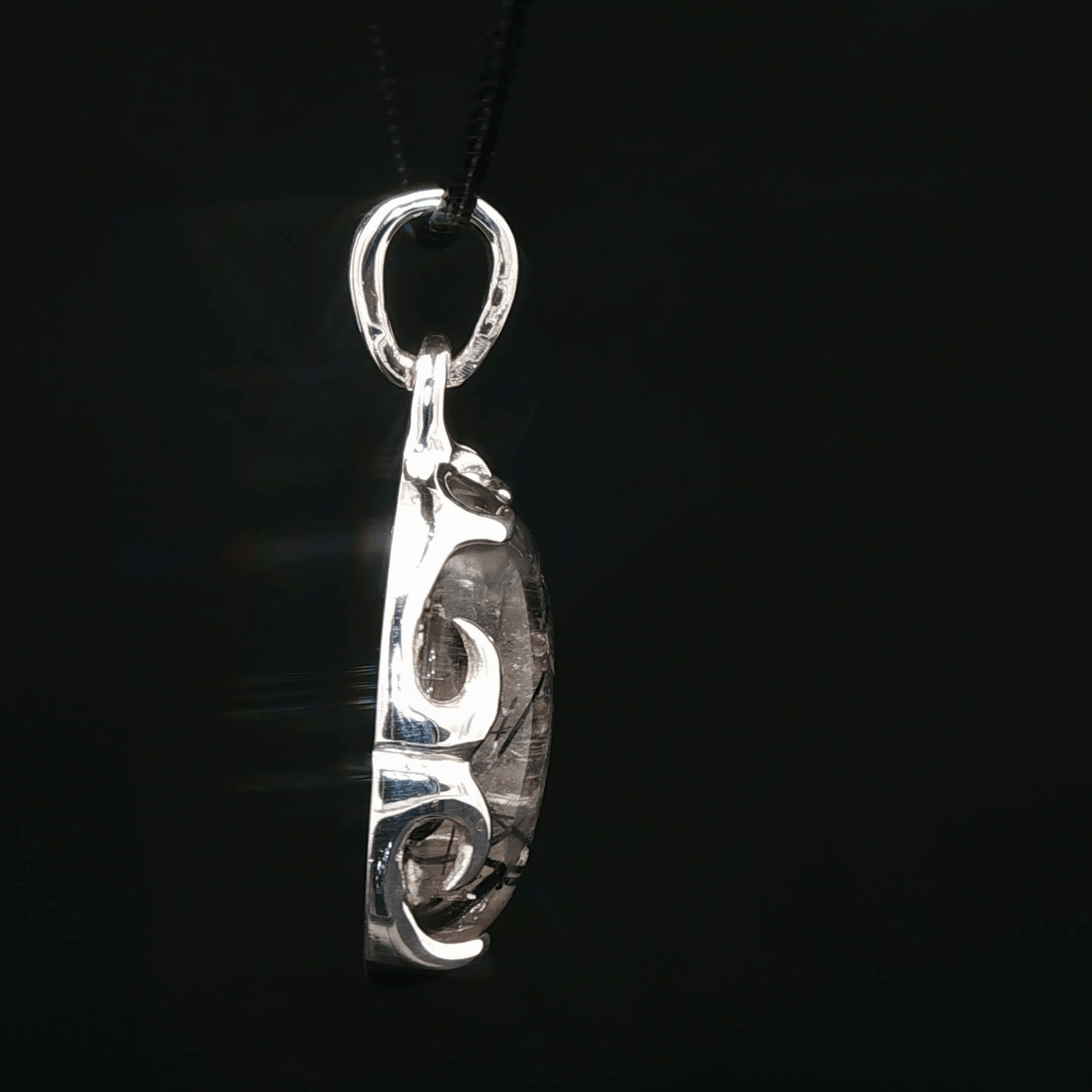 Sterling Silver Gemstone Pendant With Tourmilated Quartz - Le Dragon Argenté - Live Sale - 