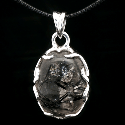 Sterling Silver Gemstone Pendant With Tourmilated Quartz - Le Dragon Argenté - Live Sale - 