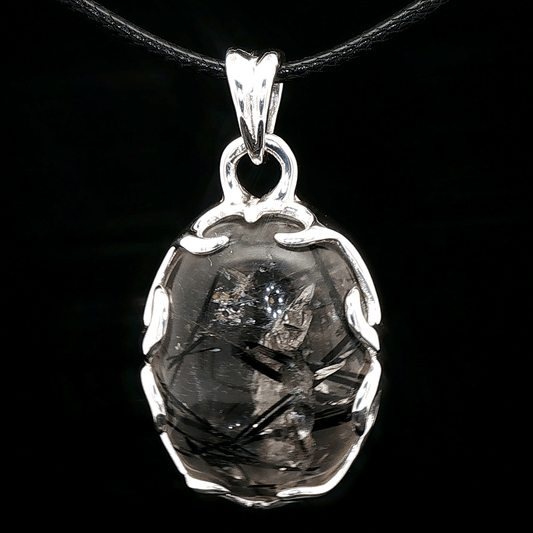 Sterling Silver Gemstone Pendant With Tourmilated Quartz - Le Dragon Argenté - Live Sale - 