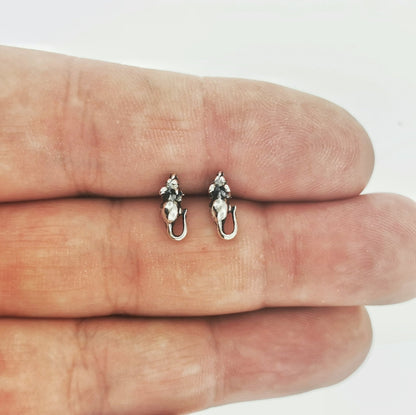 Sterling Silver Mouse Stud Earrings - Le Dragon Argenté