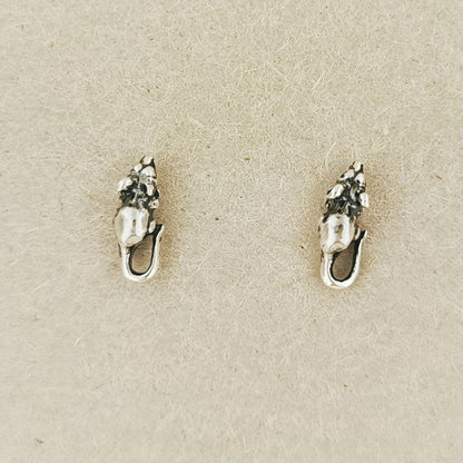 Sterling Silver Mouse Stud Earrings - Le Dragon Argenté