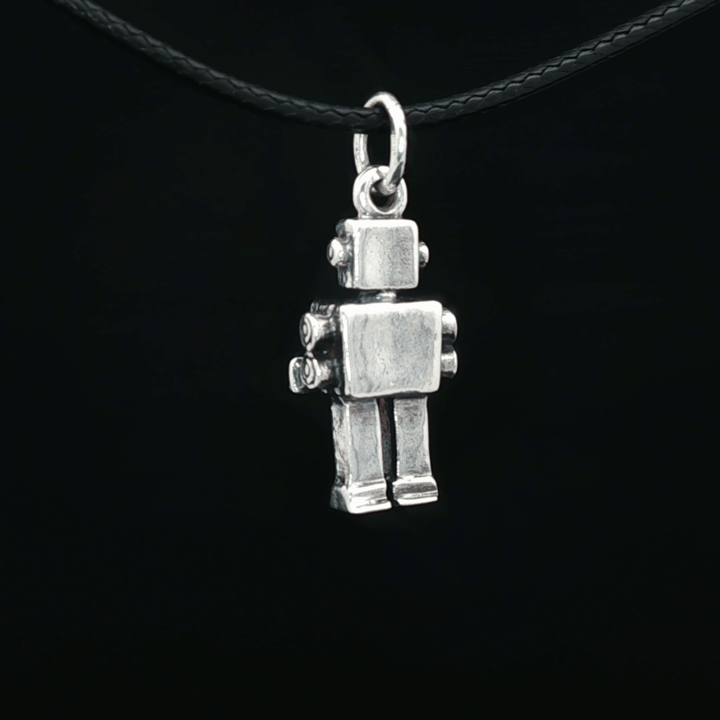Sterling Silver Robot Charm Pendant - Le Dragon Argenté - Live Sale - 
