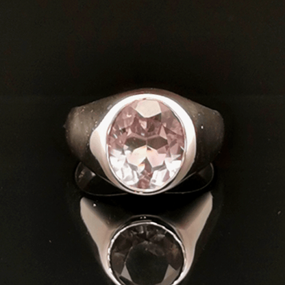 Sterling Silver Signet Ring with Faceted Amethyst, size 6.5 - Le Dragon Argenté - Live Sale - 