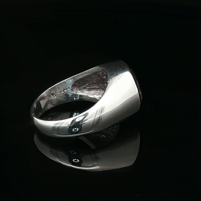 Sterling Silver Signet Ring with Faceted Amethyst, size 6.5 - Le Dragon Argenté - Live Sale - 