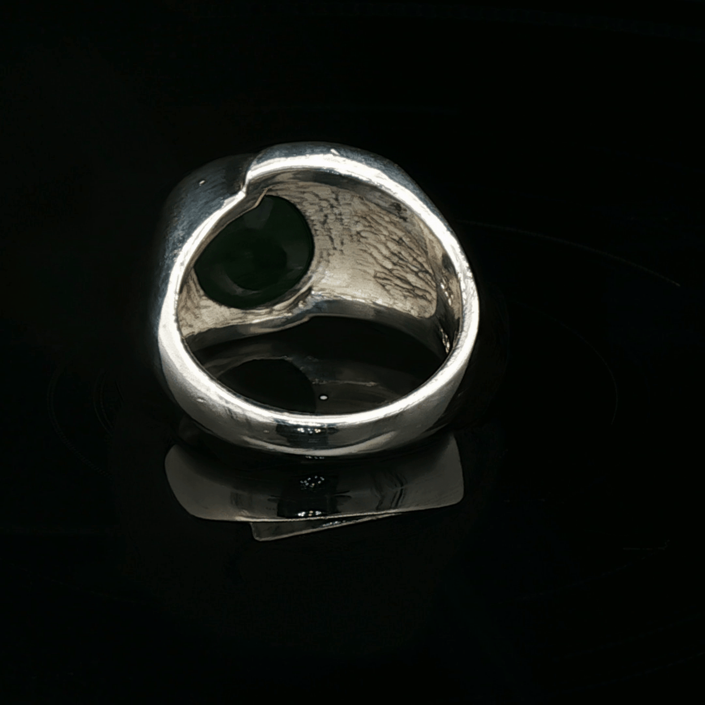 Sterling Silver Signet Ring with Lab Grown Green Quartz, size 7 - Le Dragon Argenté - Live Sale - 