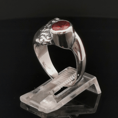 Sterling Silver Textured geometric ring with January CZ, size 6.25 - Le Dragon Argenté - Live Sale - 