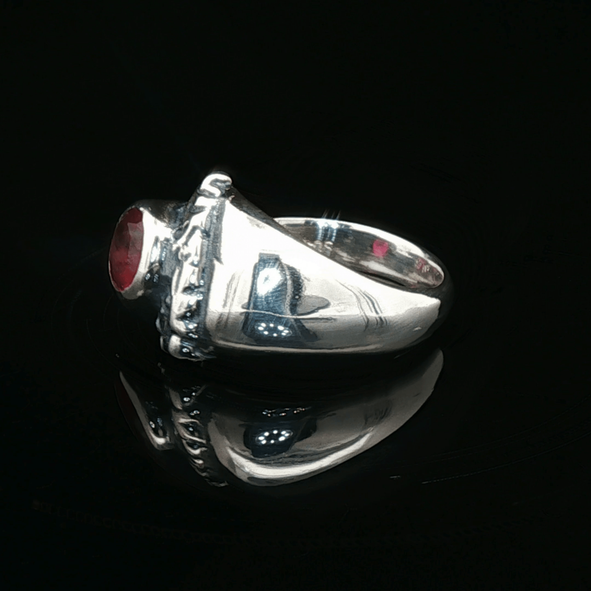 Sterling Silver Textured geometric ring with January CZ, size 6.25 - Le Dragon Argenté - Live Sale - 