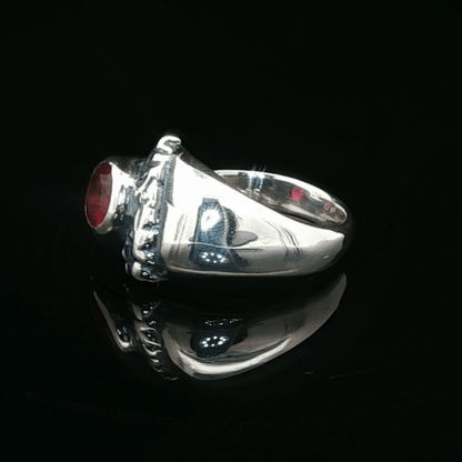 Sterling Silver Textured geometric ring with January CZ, size 6.25 - Le Dragon Argenté - Live Sale - 