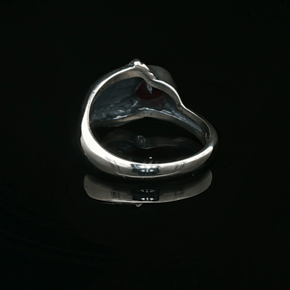 Sterling Silver Textured geometric ring with January CZ, size 6.25 - Le Dragon Argenté - Live Sale - 