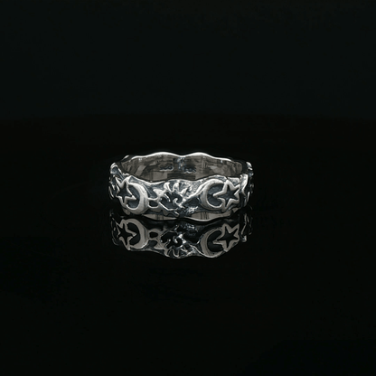 Sun, Moon, & Star Band in Sterling Silver  - Le Dragon Argenté
