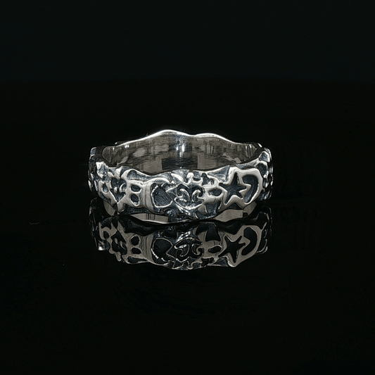 Sun, Moon, & Star Band in Sterling Silver  - Le Dragon Argenté