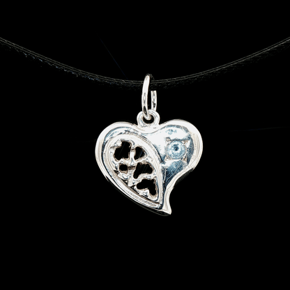 Textured Heart Pendant with March Birthstone in Sterling Silver - Le Dragon Argenté - Live Sale - 