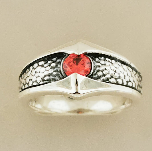 Textured Ring in Sterling Silver with Imitation Birthstones - Le Dragon Argenté