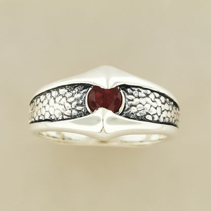 Textured Ring in Sterling Silver with Natural Gemstones - Le Dragon Argenté