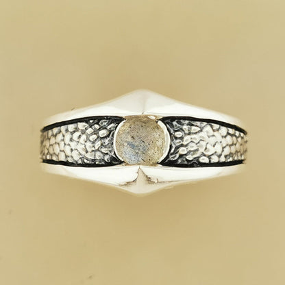 Textured Ring in Sterling Silver with Natural Gemstones - Le Dragon Argenté