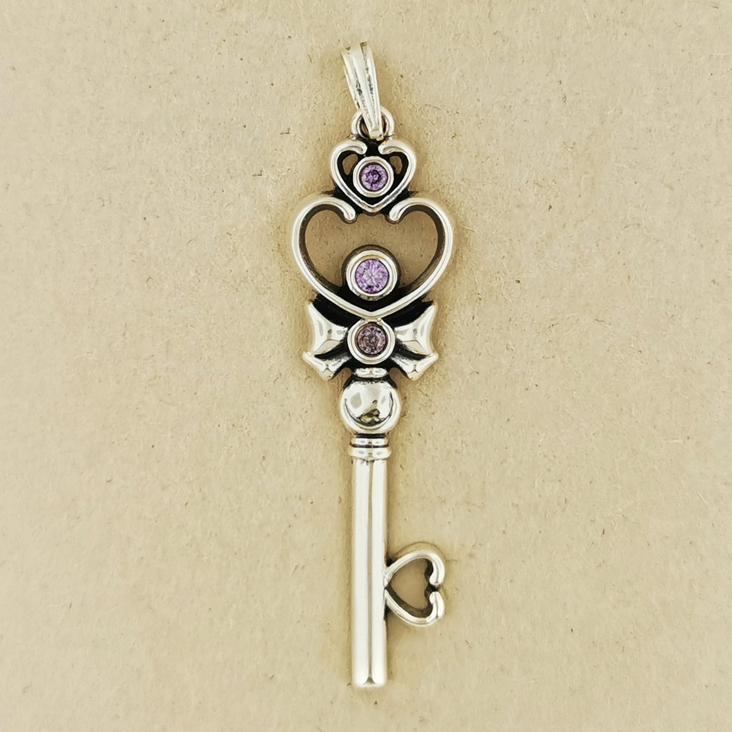 Time Key Pendant in Sterling Silver, Magical Girl Anime Pendant, Chibiusa Pendant, Silver Key Pendant, Space Time Key Pendant, Space Time Key, Anime Silver Pendant, Anime Gemstone Pendant, Silver Key Pendant, Gamer Girl Jewelry, Gamer Girl Pendant, Gemstone Key Pendant, Silver Key Pendant