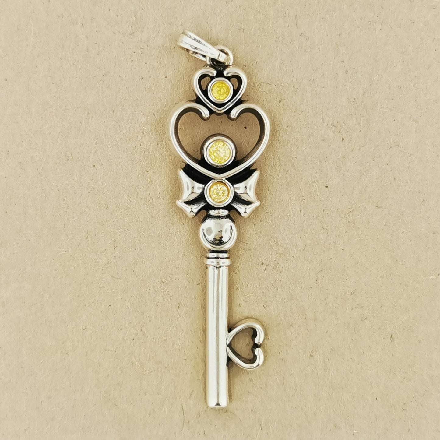 Time Key Pendant in Sterling Silver, Magical Girl Anime Pendant, Chibiusa Pendant, Silver Key Pendant, Space Time Key Pendant, Space Time Key, Anime Silver Pendant, Anime Gemstone Pendant, Silver Key Pendant, Gamer Girl Jewelry, Gamer Girl Pendant, Gemstone Key Pendant, Silver Key Pendant