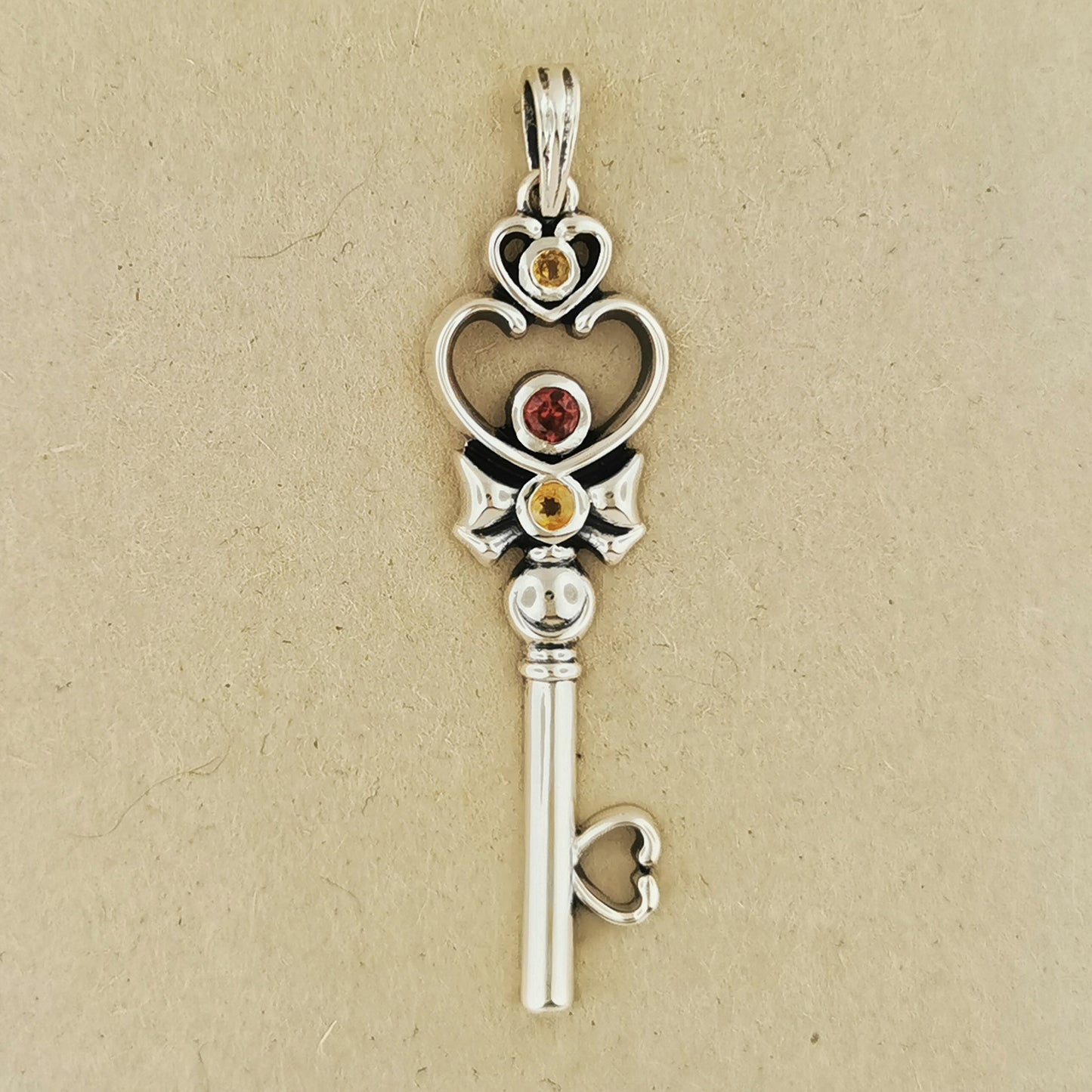 Time Key Pendant in Sterling Silver or Antique Bronze