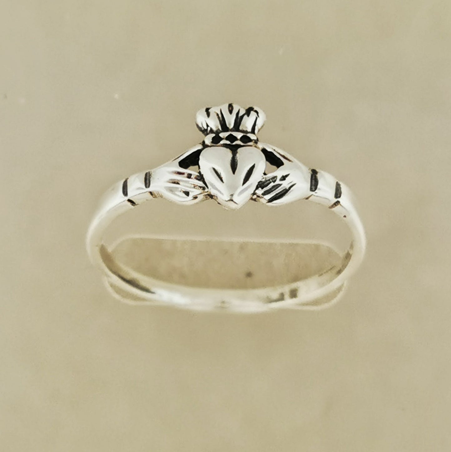 Small Claddagh Ring in Sterling Silver or Antique Bronze