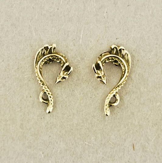 Tiny Dragon Stud Earrings in Gold Made To Order, Tiny Dragon Jewellery, Tiny Dragon Earrings, Small Dagon Studs, Small Dragon Earrings, Gold Dragon Earrings, Gold Dragon Studs, Gold Dragon Jewelry, Gold Dragon Jewellery, Gold Dragon Stud Earrings, Gold Stud Earrings, Small Gold Earrings, Solid Gold Earrings