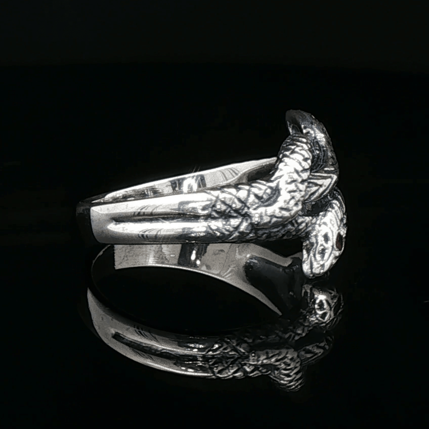 Twin Coiled Snakes Ring with Gemstones in Sterling Silver - Le Dragon Argenté