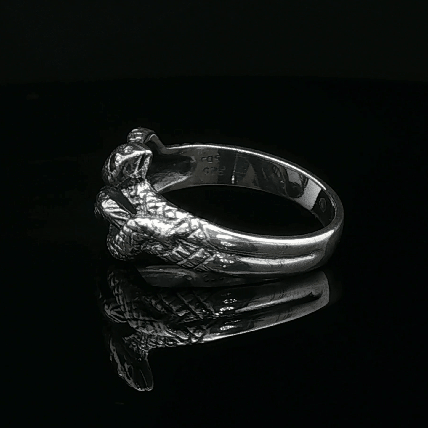 Twin Coiled Snakes Ring with Gemstones in Sterling Silver - Le Dragon Argenté