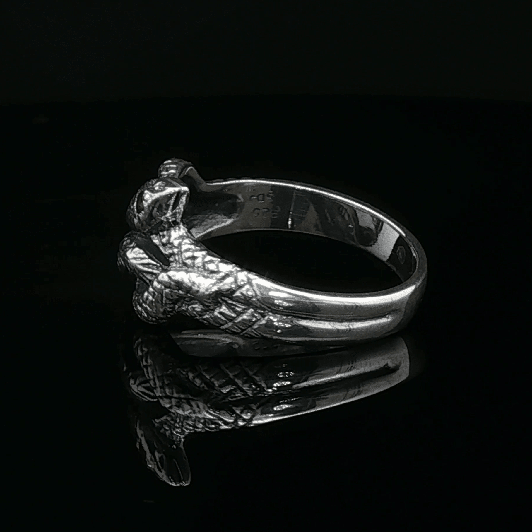 Twin Coiled Snakes Ring with Gemstones in Sterling Silver - Le Dragon Argenté