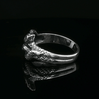 Twin Coiled Snakes Ring with Gemstones in Sterling Silver - Le Dragon Argenté