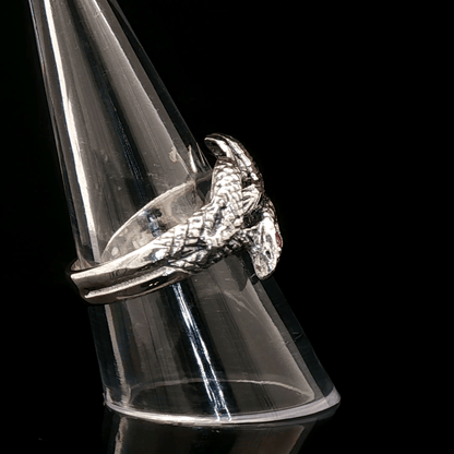 Twin Coiled Snakes Ring with Gemstones in Sterling Silver - Le Dragon Argenté