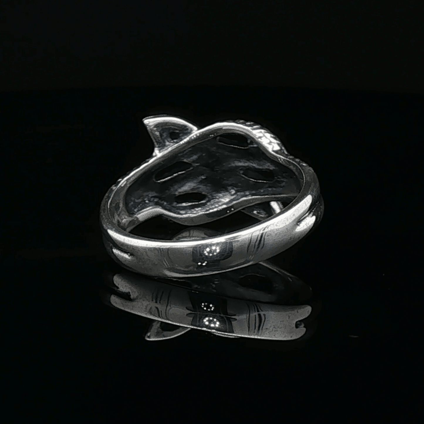 Twin Coiled Snakes Ring with Gemstones in Sterling Silver - Le Dragon Argenté