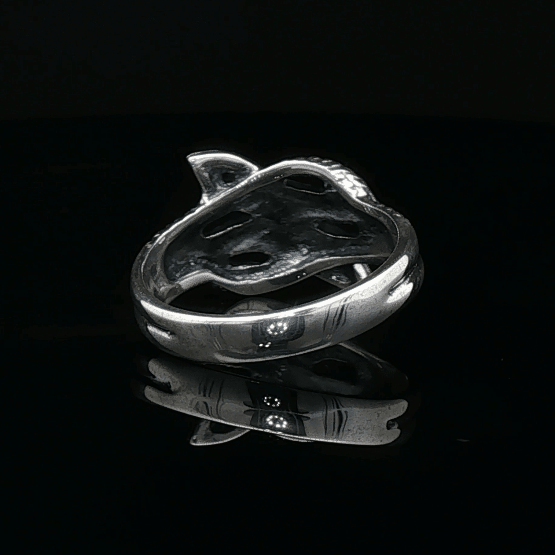 Twin Coiled Snakes Ring with Gemstones in Sterling Silver - Le Dragon Argenté