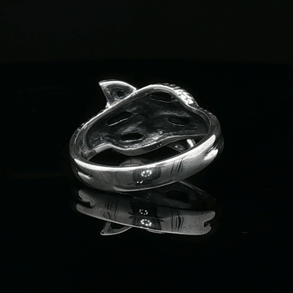 Twin Coiled Snakes Ring with Gemstones in Sterling Silver - Le Dragon Argenté
