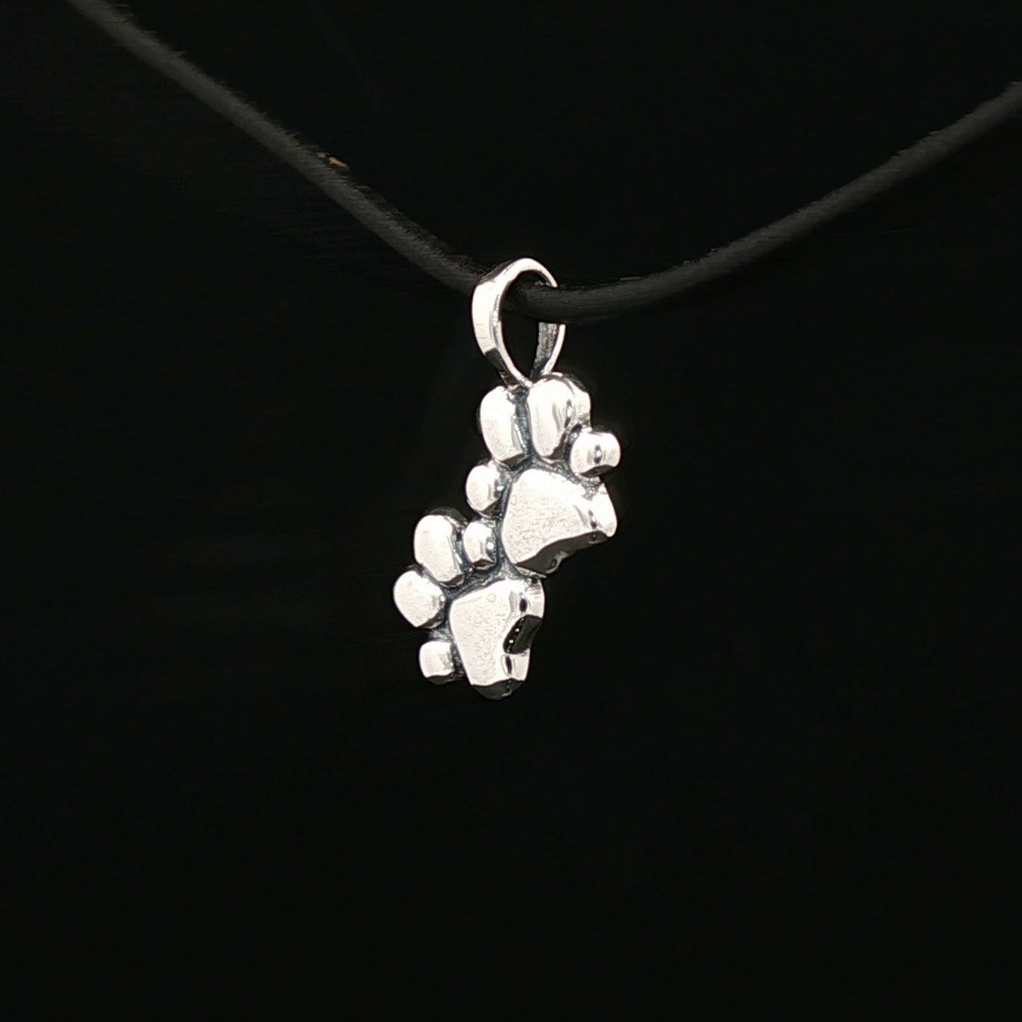Twin Paw Print Pendant in Sterling Silver 