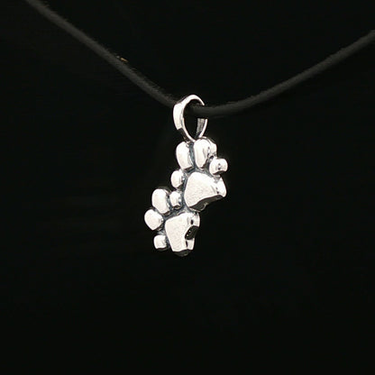 Twin Paw Print Pendant in Sterling Silver 