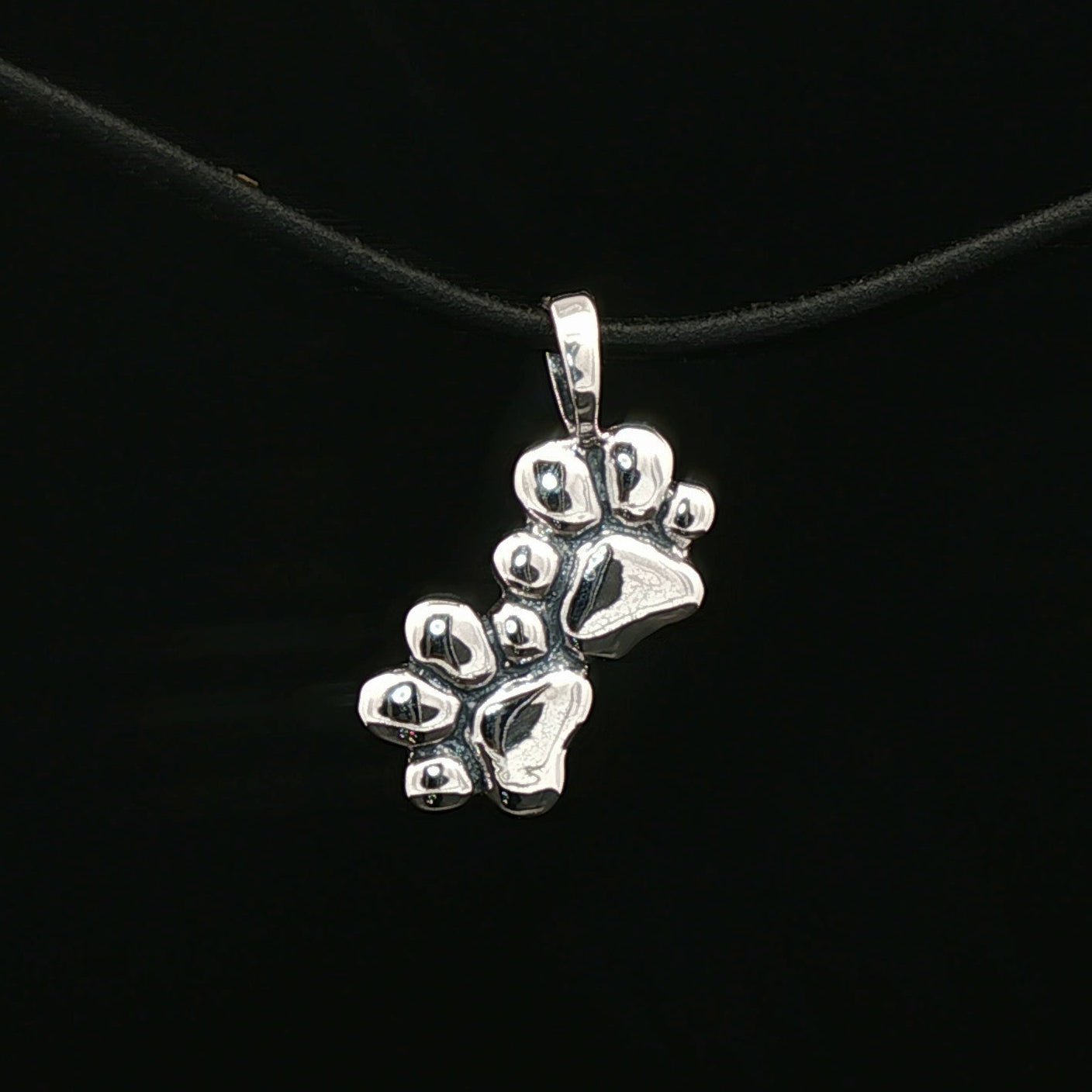 Twin Paw Print Pendant in Sterling Silver 