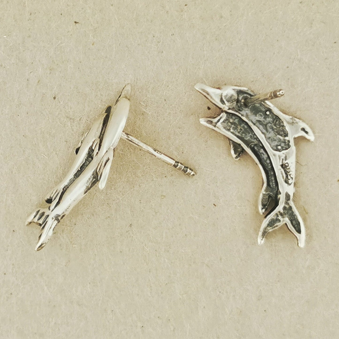 Two Dolphins Stud Earrings - Le Dragon Argenté