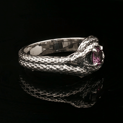 Two snakes ring with 7mm imitation birthstone - Le Dragon Argenté