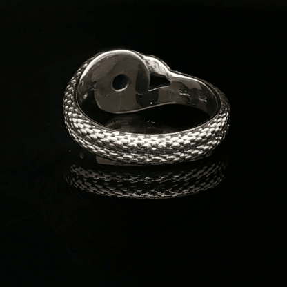 Two snakes ring with 7mm imitation birthstone - Le Dragon Argenté