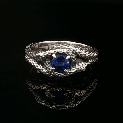 Two snakes ring with 7mm imitation birthstone - Le Dragon Argenté