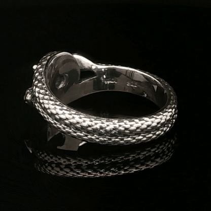 Two snakes ring with 7mm imitation birthstone - Le Dragon Argenté