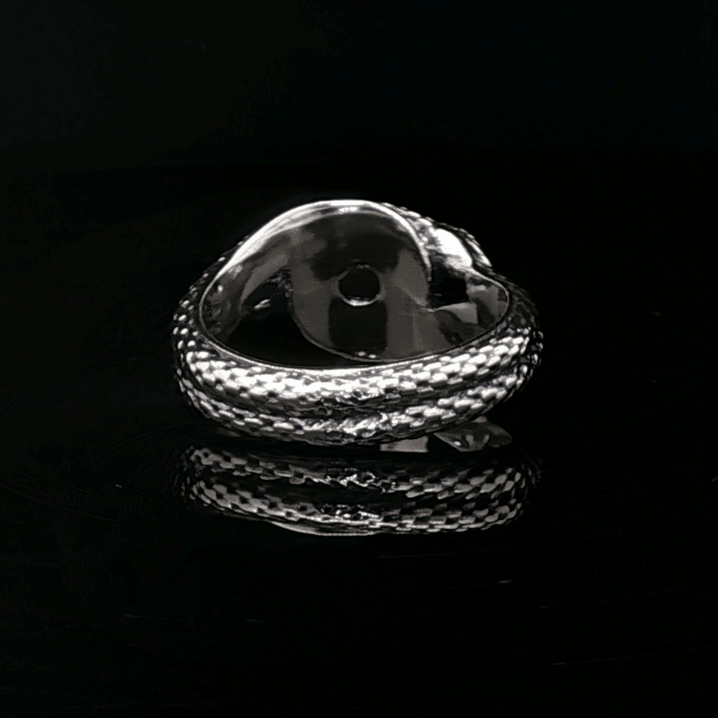 Two Snakes Ring with birthstone silver garnet - Le Dragon Argenté