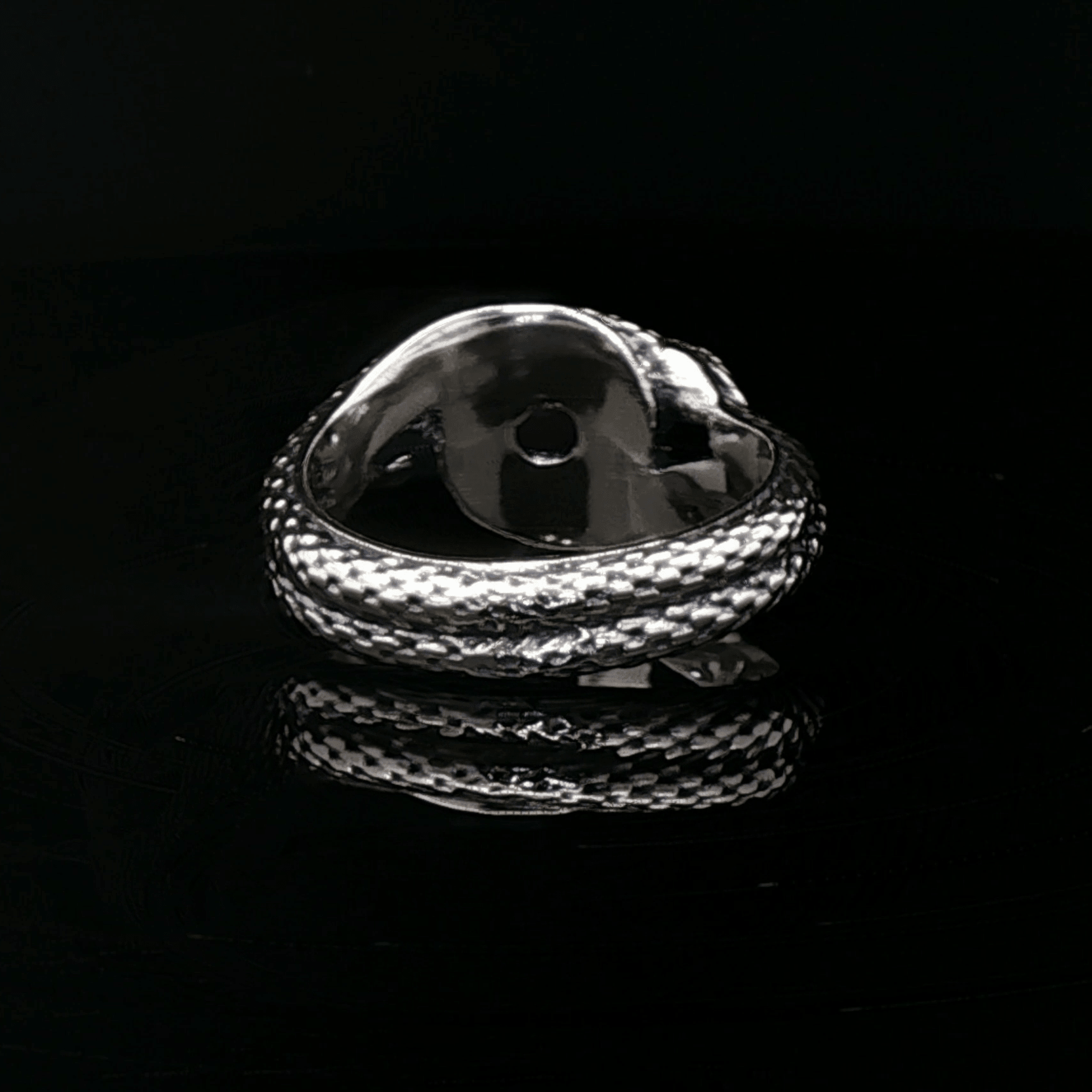 Two Snakes Ring with birthstone silver garnet - Le Dragon Argenté