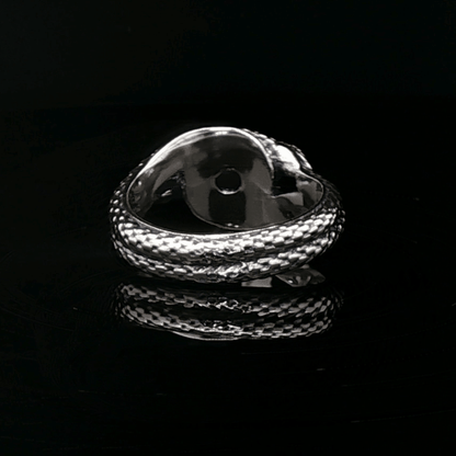 Two Snakes Ring with birthstone silver garnet - Le Dragon Argenté
