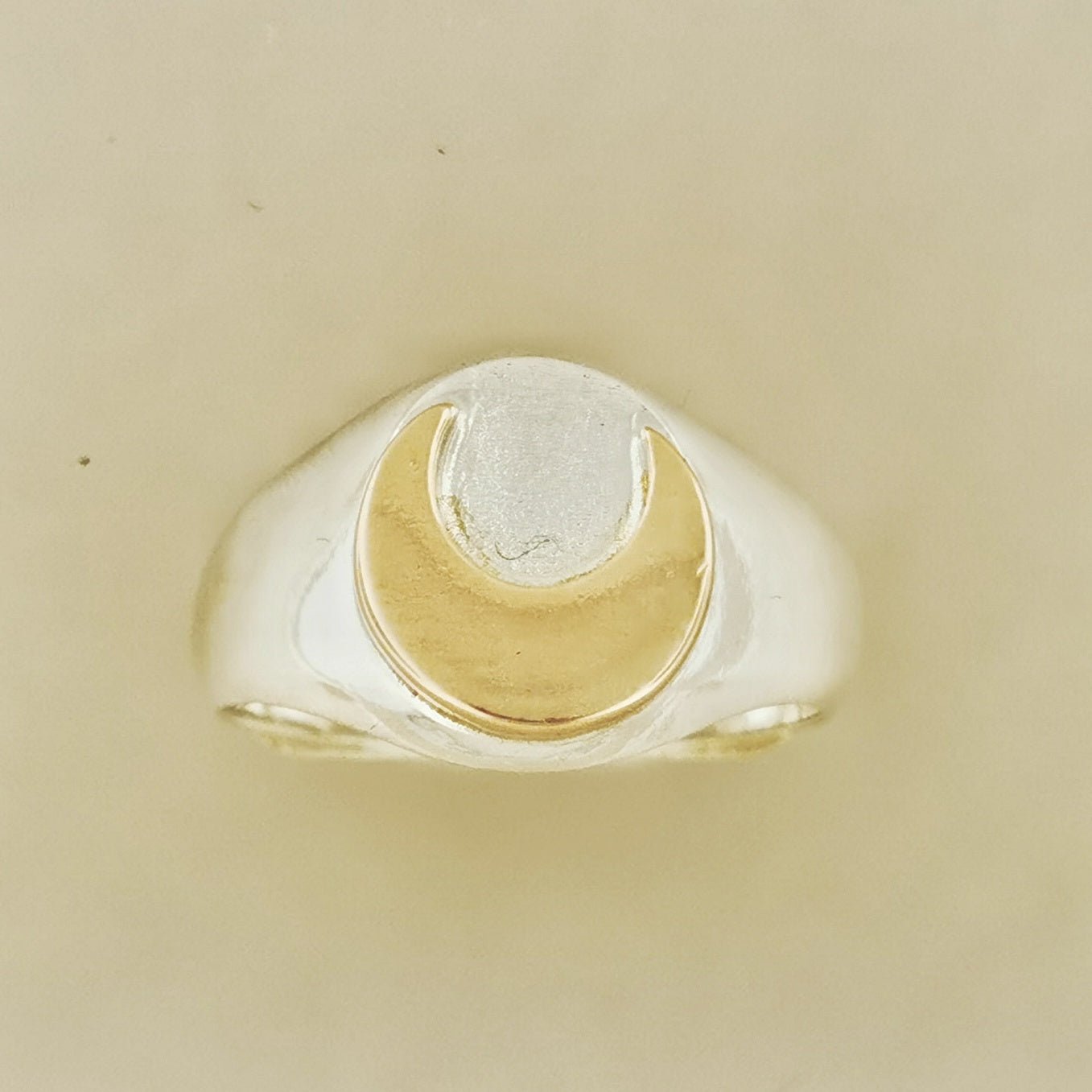 Two Tone Signet Ring in Sterling Silver with Bronze Moon or Star – Le ...