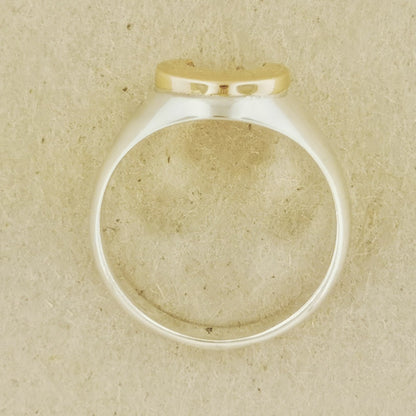 Two Tone Signet Ring in Sterling Silver with Bronze Moon or Star, Lunar Signet Ring, Crescent Moon Ring, Goddess Moon Ring, Silver Pagan Ring, Wiccan Silver Ring, Lunar Signet Ring, Sterling Silver Signet Ring, Crescent Moon Signet Ring