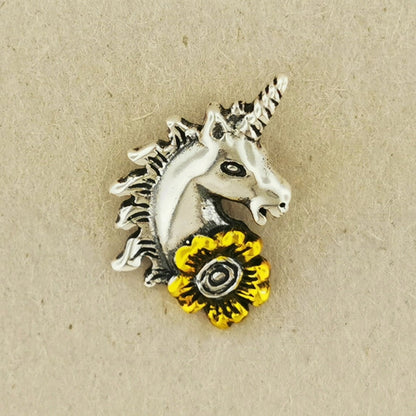 Unicorn Head Charm in Sterling Silver or Antique Bronze - Le Dragon Argenté