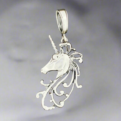 Unicorn Head Pendant in Sterling Silver or Antique Bronze - Le Dragon Argenté