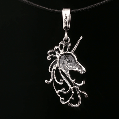 Unicorn Head Pendant in Sterling Silver or Antique Bronze - Le Dragon Argenté